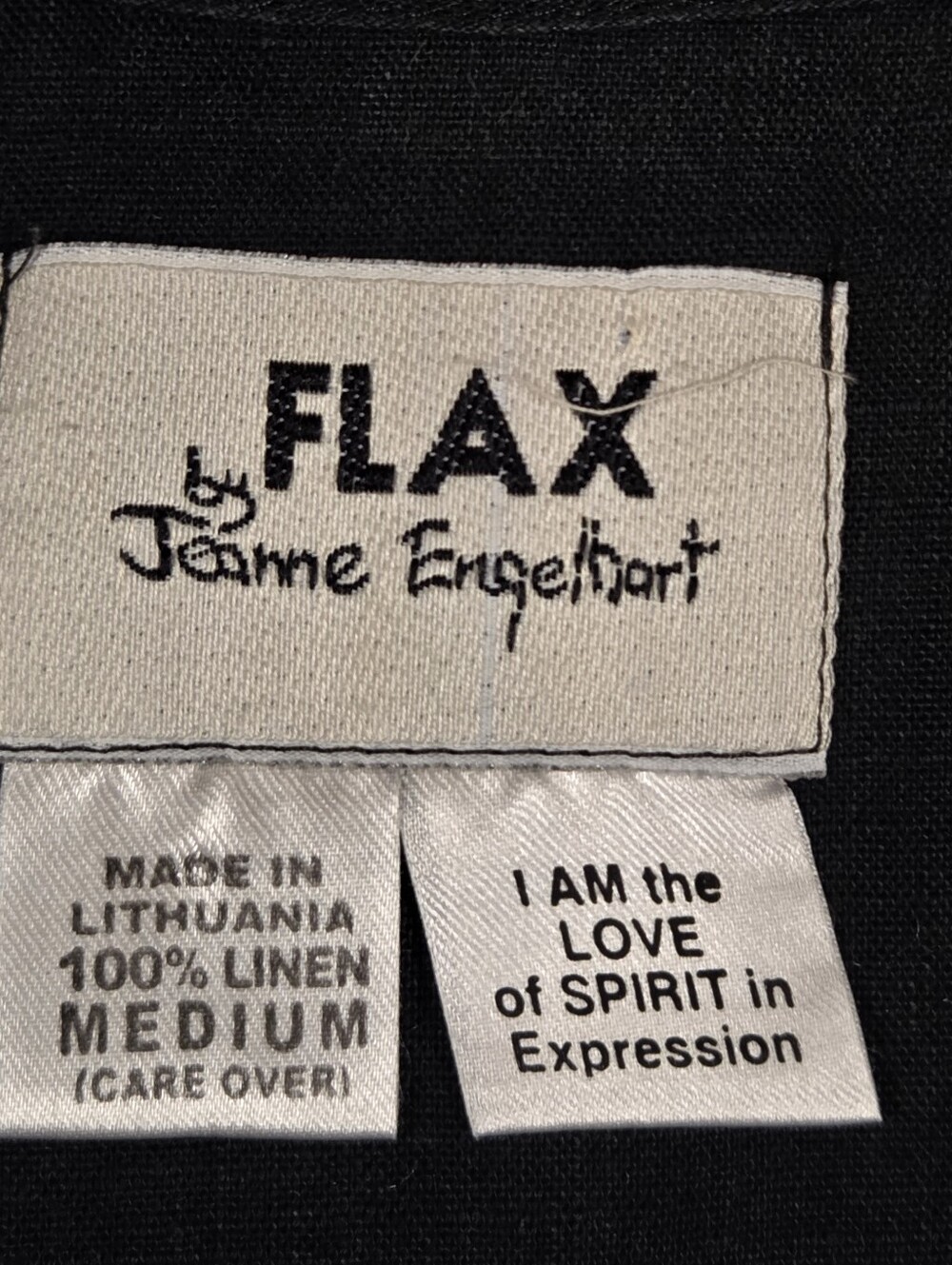 FLAX x Jeanne Englehart Diagonal Shirt 2001 Petite fits Medium Black Linen - Picture 7 of 7